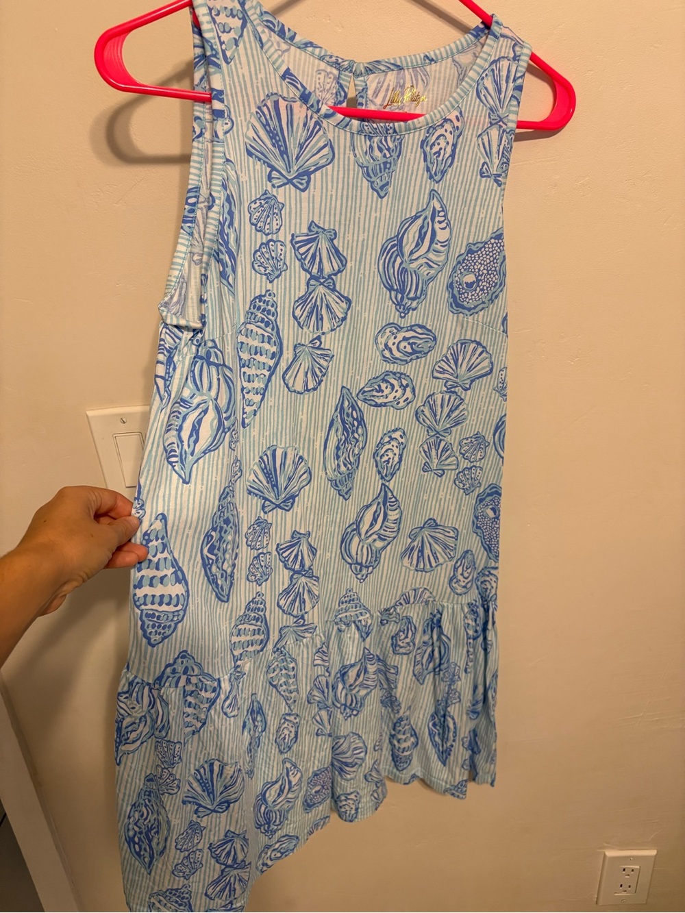 Lilly Pulitzer Blue and White Seashell Sleeveless Swim Coverup